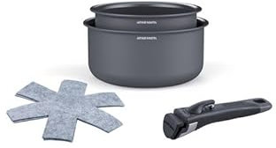 Batterie de cuisine Arthur Martin Set de 2 casseroles am9341 Gris mat