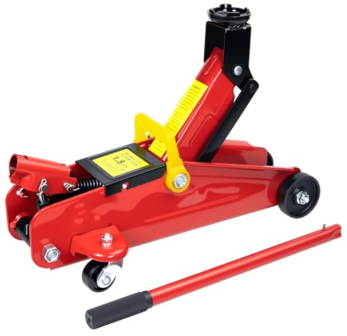 HYCHIKA Racing Trolley Jack, Car Jack Hydraulic 1.5 Tonne Load Capacity, Lifting Range 135-320mm, for Cars/SUVS/Auto Repairing