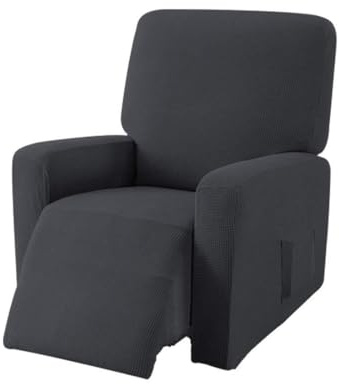 ABZDUNG Jacquard Sesselbezug, Sesselhusse, Chivas Relaxsessel Sitzbezug Relax Komplett Stretch mit Taschen(Grigio Scuro)