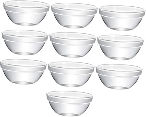 Happyyami 10pcs Glass Bowls Set Salad and Fruit Bowls Safe to Wash Dishes for Home and Restaurant Use