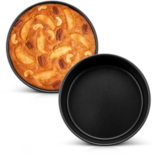 Joyfair 9 Inch Nonstick Stainless Steel Round Cake Tin Mould Pan Set of 2 | Non-Stick, One-Piece Construction, Rust Resistant, Heat Resistant, Rolled Edge, Straight Side, Versatile Use, Easy to Clean