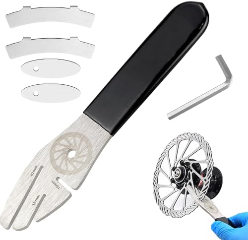FISH DRAGATE 6 pcs fahrrad bremsscheiben einsteller,mit 2 ovalen und 2 gebogenen einstellschlüsseln,3 port design 15/18/42mm,1 sechskantschlüssel,fahrradwerkzeug fur bike repairing