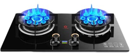 Fornello a gas a 2 fuochi 5,2 KW Timer – bruciatore indipendente bifacciale per casa, cucina, campeggio, giardino, ristorazione
