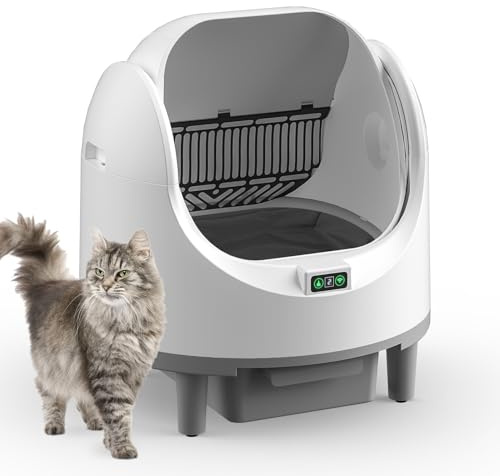 Offene Katzenklo Selbstreinigend Katzentoilette XXL, Katzentoilette Selbstreinigend, App-Steuerung, Sicherheitssensor, Große Fassungsvermögen Anti Pinch Self Cleaning Cat Litter Box für Mehrere Katzen