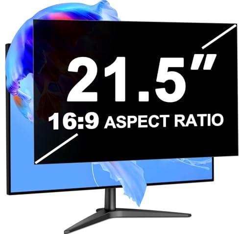 LUSA DESIGN 21.5 Inch Computer Privacy Screen Filter for 16:9 Aspect Ratio | Eye Protection Anti Blue Light Glare Shield, Removable Black Blackout Anti Spy Desktop Security Private Filter Protector