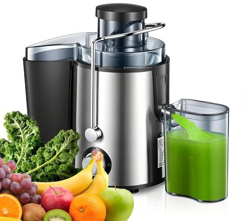 Juicer Machine,Efficient Centrifugal Juicer for Whole Fruit and Vegetable Extraction, 68mm Large Feed Chute,3 Speed Settings,Stainless Steel,Easy to Clean, Ideal for Families and Healthy Juicing.