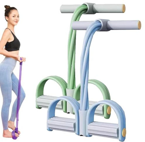 Fußzugband 6 Röhren-Fitness Widerstandsbänder – Bauchtrainer & Flexibilitätstraining für Anfänger – Yoga Zubehör für Bein- & Armübungen, Heimfitnessgeräte für Frauen/Männer (Grün)