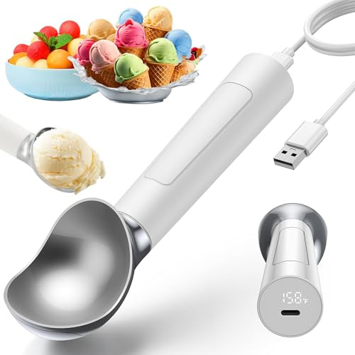 Cuillère à glace chauffante électrique qui chauffe jusqu'à 158 °F, cuillère à glace étanche IP67, pour crème glacée dure