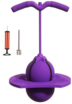 Worparsen Pogo Ball mit Griff, bis 100 kg Springball für Kinder und Erwachsene, Hüpfspielzeug Outdoor, Hüpfball mit Platte, Balance, HBT: 29x35x72 cm Violett
