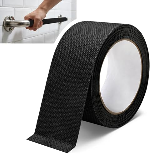 Bekeify Ruban Antidérapant en Caoutchouc 5 CM x 5 M Bande Antidérapantes avec Texturé Ruban Adhésif Résistant et Imperméable Améliore la Friction pour Outils Poignées et Projets de Bricolage, Noir