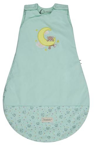 Sterntaler Babyschlafsack 62/68 cm Bär Bo, Polycotton-Schlafsack mit Stickerei, Hydrocool Futter, leichter Wattierung, Zwei-Wege-Reißverschluss, Mesheinsatz, mintgrün, 1,50 TOG, Größe 68
