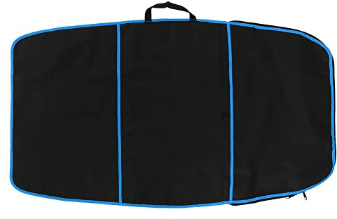 Langlebiger Polyester-Surfbrett-Bodyboard-Bezug, Surfausrüstungs-Tasche mit Doppelreißverschluss und Außenfach für Finnen-Leash, Tragegriff für einfachen Transport (schwarzer Stoff, blaue Streifen)