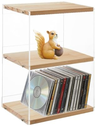 DICOSMETIC Supporto per CD, da scrivania, a 3 ripiani, per CD, DVD, vetrina trasparente, per custodie di film, cassette musicali, lastre
