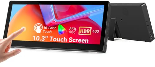Prechen 10,3 Pollici Monitor Secondario Touchscreen, IPS 1920x720 Display | LCD, HDMI e USB-C, Portatile Schermo Tattile per Computer Monitoraggio GPU, CPU, RAM