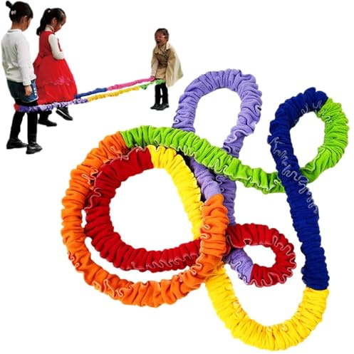 Corda da gioco all'aperto – Anello a fascia per bambini | flanella esterna con cordino elastico interno, strumento elastico cooperativo, corda da corsa , attrezzatura per attività