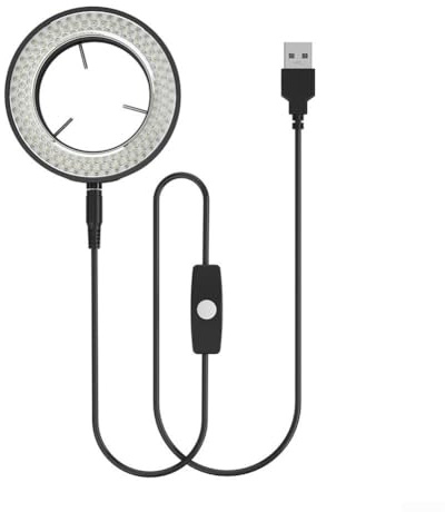 Microscope Circular Light with 144 LED Beads USB Powered Adjustable Brightness Provides Even Illumination for Fine Detail Work