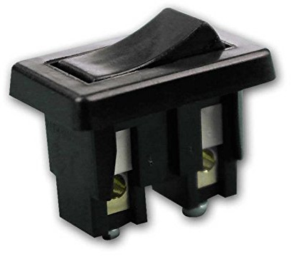 EGB 10x Wippenschalter schwarz 1-polig, 2 Schaltstellungen, Snap-In Montage, Einbaumaß 20,5x13mm, Schraubanschluss, 230V/2A