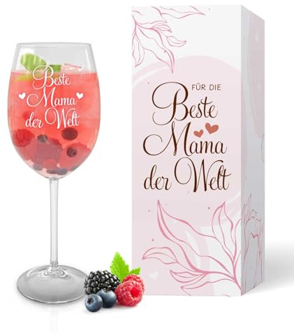 GRAVURZEILE Leonardo Weinglas mit Gravur - Beste Mama der Welt - Geschenk für Mama zum Muttertag - Geschenke für die beste Mutter zum Geburtstag oder Weihnachten - Farbe: Daily