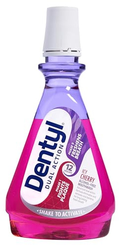 Dentyl Dual Action CPC Mouthwash, 12hrs Fresh Breath & Total Care, Alcohol Free, ICY Cherry, 500 ml