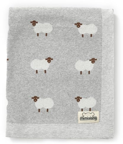 mimixiong Baby Blanket for Newborn - 100% Cotton Knit Double Layer Soft Baby Blankets Baby Gift - Baby Essentials for Newborn, 80x100cm (Grey)