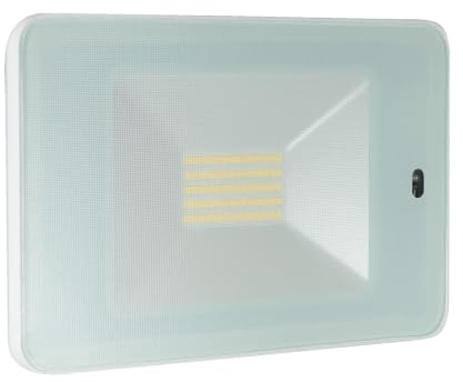 Projecteur LED à télécommande blanc, 52W, 4100 lumens, IP65, 4000K, détecteur de mouvement HF, étrier orientable, garantie 3 ans - Tibelec
