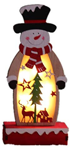 VIDOO Décorations De Noel Glowing Luminous Wood Painted Old Man Ornaments Hotel Shopping Mall Window Decoration Layout-Bonhomme De Neige-L