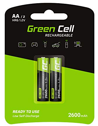 Gren Cell Akku 2600 mAh 1.2V 2 Stück Mignon wiederaufladbare Batterien AA, Typ NI-MH, Vorgeladen, Hohe Kapazität, Zuverlässige Akku Batterien AA, langlebige Batterie AA Lösungen