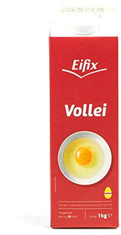 Eifix - Vollei hergestellt aus ca. 20 Eiern 1 kg Packung - Eipro Eier Ei flüssig ohne Konservierungsstoffe ideal für Rührei und zum Kochen (pasteurisiert)
