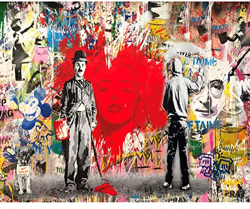 Tucocoo Banksy Red Heart Oil Painting by Numbers Kits Graffiti Art DIY Canvas Painting Best Gift for Children Students Adults Beginners with Brushes and Acrylic Pigment (without Frame)