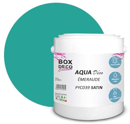 BOX DECO COULEURS Aqua Deco - Pintura de pared acrílica (2,5 L, 25 m²), color verde esmeralda