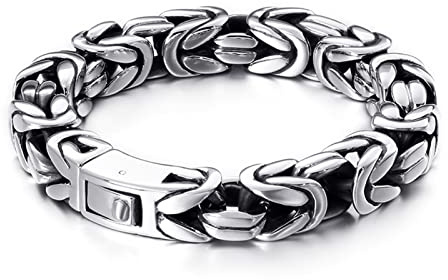 Beydodo Armband Edelstahl Silber 22.5/25CM, Bettelarmband Charm Silber Königsarmband Breit 10/13MM Freundschaftsarmband Partnerarmbänder Männer Jugend