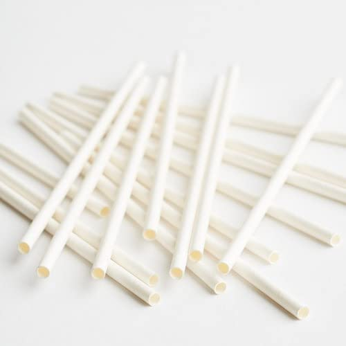 Decor Essentials Disposable Paper Drinking Straws Plain 25 Pack Party Tableware Drinkware Decorations Home (White)