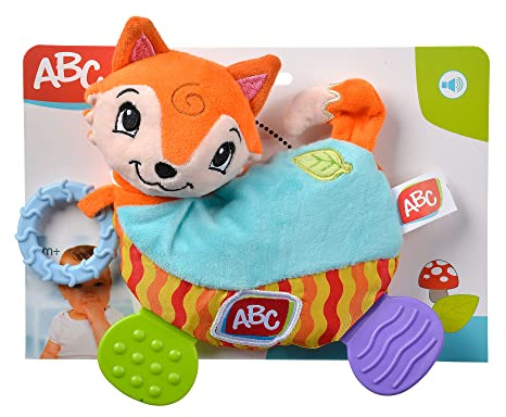 Simba ABC Forest Friends - Peluche per dentizione a 2 scomparti, disponibile solo un articolo, con imbottitura morbida, carta scoppiettante e anello da appendere, 20 cm, a partire dai primi mesi di
