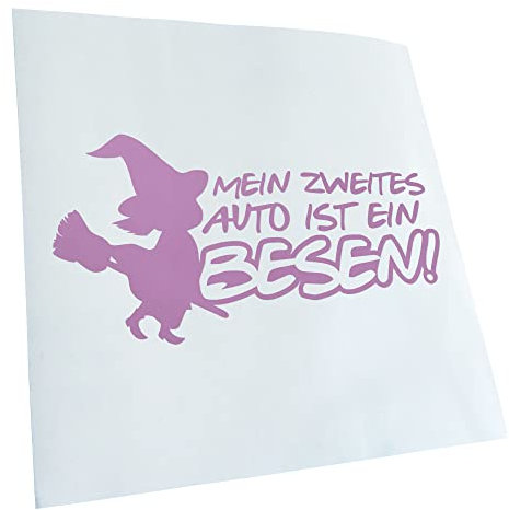 Kiwistar - Autoaufkleber - Flieder - 20x10cm Mein zweites Auto ist ein Besen! - Heckscheibe Auto Aufkleber wetterfest für Kfz LKW Mofa Truck - Sticker außen selbstklebend Tuning Zubehör für Fenster