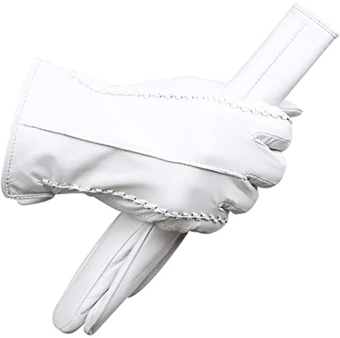 Mode weiße Lederhandschuhe bequeme Lederhandschuhe Frauen Top Grade Damen Lederhandschuhe Halten Warm Winterhandschuhe Weiß 8,5