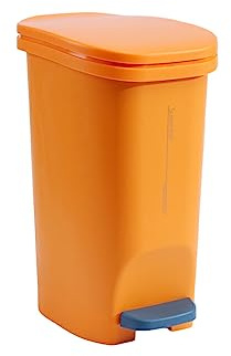 BOKIOESDE 10L Trash Can Foot Pedal Garbage Cans Bin Dustbin Storage Buckets Large for Household Kitchen Living Room Cleaning Tools, Orange, S