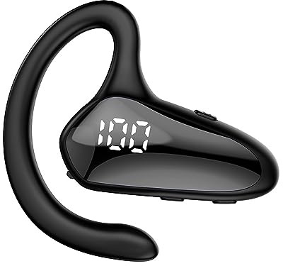 Oreillette Bluetooth sans Fil, écouteurs à Conduction Osseuse avec Crochets d'oreille, Réduction du Bruit, Léger, Longue Durée de Vie de la Batterie, écouteur Professionnel à