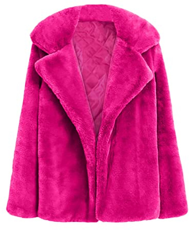 Veste courte en fourrure synthétique pour femme - Courte et élégante - Manteau en fourrure synthétique - Veste d'hiver - Manteau à manches longues - Parka cardigan - Manteau à capuche, rose, S