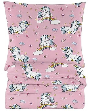 Cotton Market Ropa de cama de 135 x 200 cm – Ropa de cama de microfibra de algodón – Juego de ropa de cama de 2 piezas – funda nórdica de 135 x 200 cm y 1 funda de almohada de 70 x 80 cm – Rosa