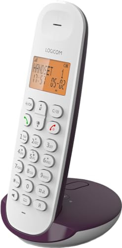 Logicom ILOA 155T Schnurloses Festnetztelefon mit Anrufbeantworter – Solo – Analoges und Dect-Telefon – Aubergine