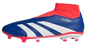 adidas Unisex - Adulto PREDATOR LEAGUE Laceless Football boots Firm Ground, Lucid Blue / Cloud White / Solar Red, 42 2/3 EU