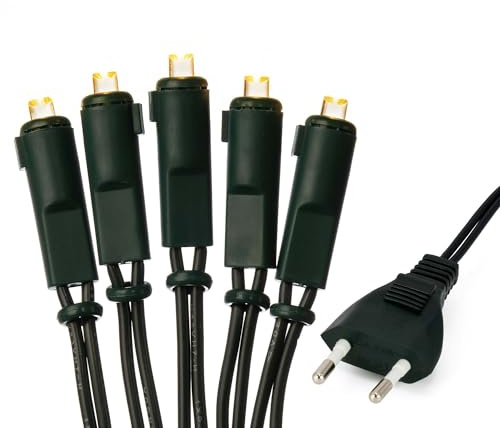 hellum LED-Lichterkette innen, 220V strombetrieben Lichterkette warm-weiß, 20er LEDs, beleuchtete Länge 2,85m, Kabel grün Wohnzimmer Dekoration Weihnachtsbaum IP20 Stecker für Innen 150285