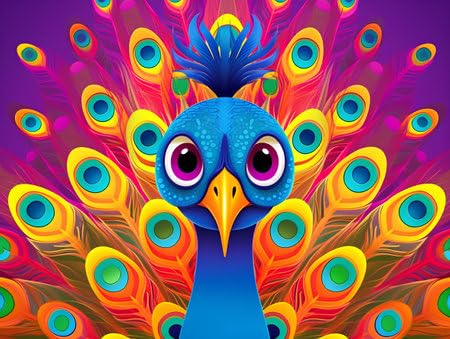 adrium Acryl-Bild 70 x 50 cm: Pfau mit bunten Federn auf buntem Hintergrund. Vektorillustration. (207892520)