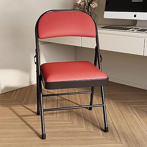 WHYATT Klappstuhl, Klappstühle mit Gepolstertem Kissen und Rückenlehne, Klappstuhl Küche, für Zuhause und Büro, Veranstaltungen im Innen-und Außenbereich (Color : Red)