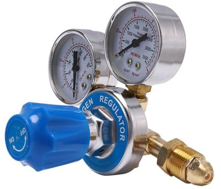 GSJNHY Sauerstoff-Gasflaschenregler, O2-Reduzierdruck-Inhalator, Doppelmessgerät, Sauerstofftank-Regler, Gasdruckminderer, Messgerät, Kupfer