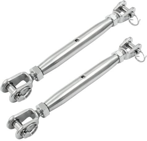 Zorfeter 3/8 (M10) Stainless Steel Turnbuckle Jaw and Jaw Closed Body Heavy Duty Turnbuckle Hook for Marine Grade, Tensioning Cable Rope Chain, Pack of 2