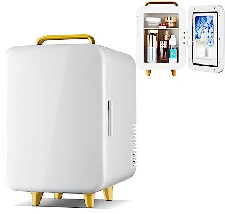 Mini Fridge 8 Liter,Portable Personal Skincare Fridge,AC+DC Power Small Fridge for Bedroom, Car, Office,Skincare Fridge for Food, Drinks, Cosmetics,Green