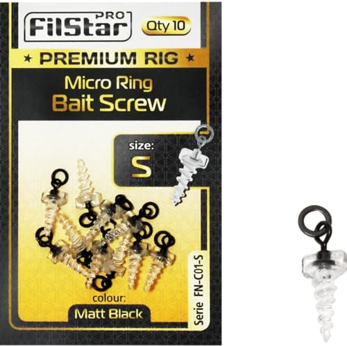 PRO FILSTAR Bait Screw mit Ring 10x16mm - Boilies & Pellets Köderschrauben | Pop Up Boilie - Angelköderschrauben - Pop Ups Rig für Angelhaken - Karpfenangeln - Angeln Karpfen Zubehör - Swivel Montage