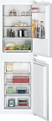 Siemens KI85NNFE0 iQ100 Einbau-Kühl-Gefrier-Kombination, 177,2 x 54,1 cm, 150 L Kühlen & 99 L Gefrieren, noFrost, autoAirflow - gleichmäßige Kühlung auf allen Ebenen, LED-Licht