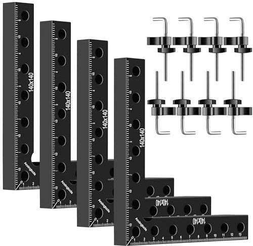 90-Grad-Klemme, Schrankklemme, 14 x 14 cm rechtwinkliges Werkzeug aus Aluminiumlegierung, Eckklemmen für Holzbearbeitungswerkzeuge, rechtwinklige Klemme, Schubladen, Bilderrahmen (4er-Pack)